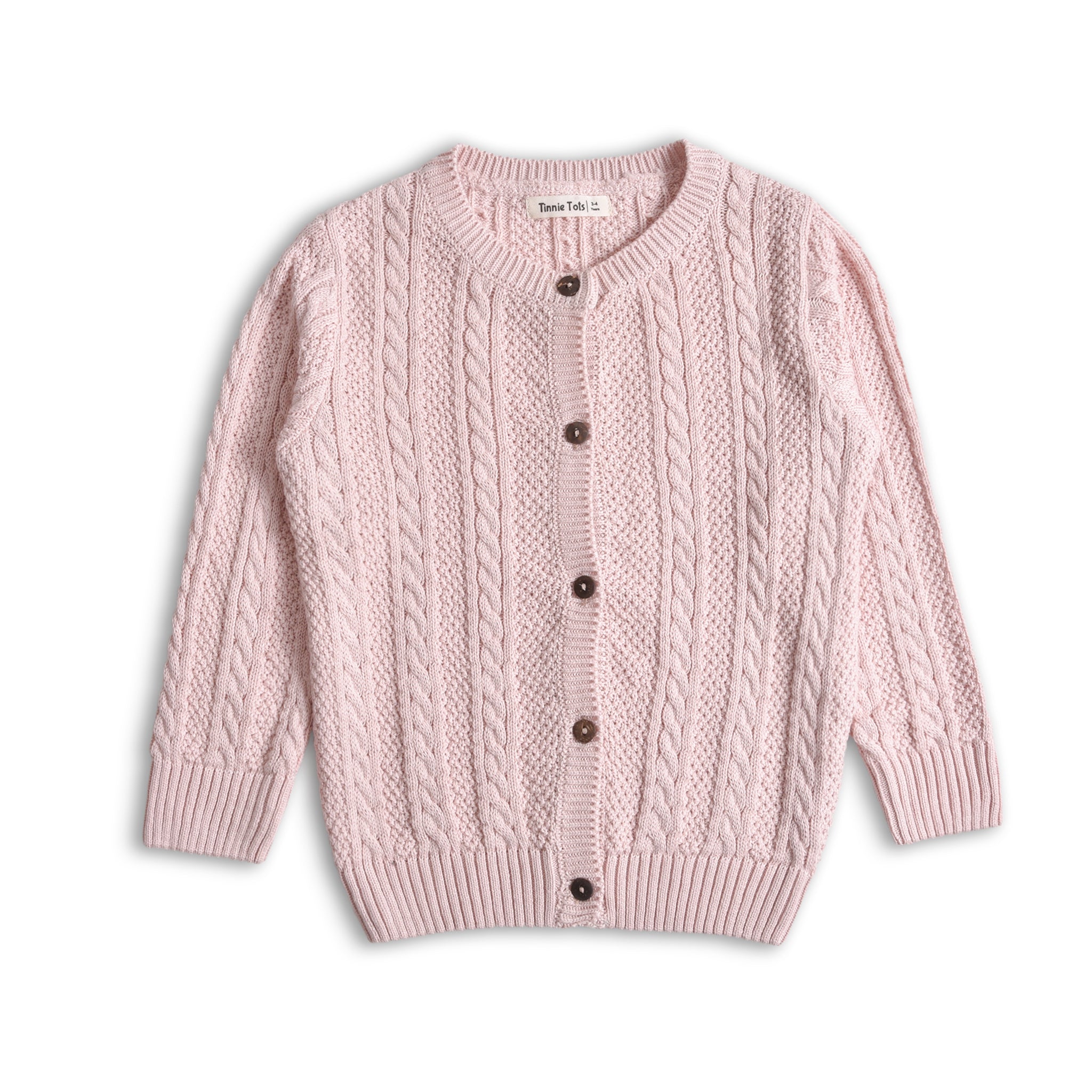 Powder Pink Cable Knitted Cardigan