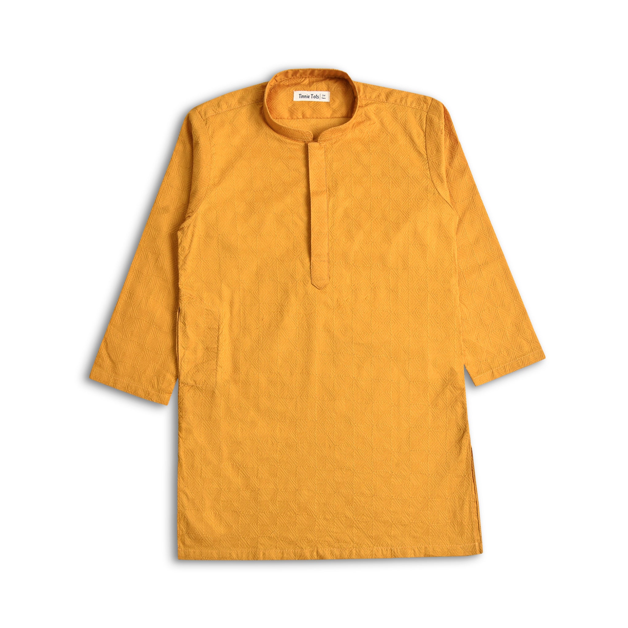 Mustard Embroidered Boys Kurta