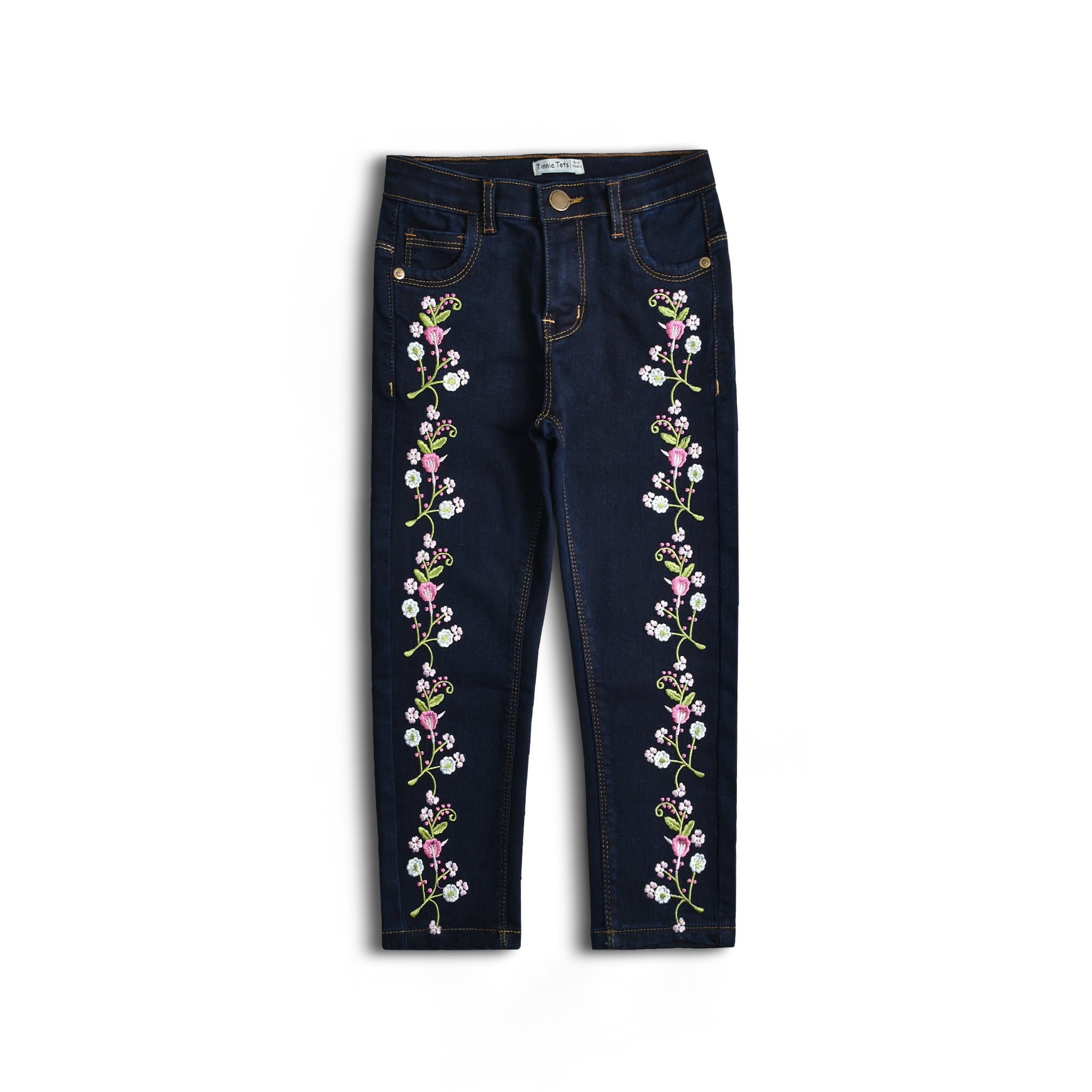 Floral Embroidered Blue Jeans