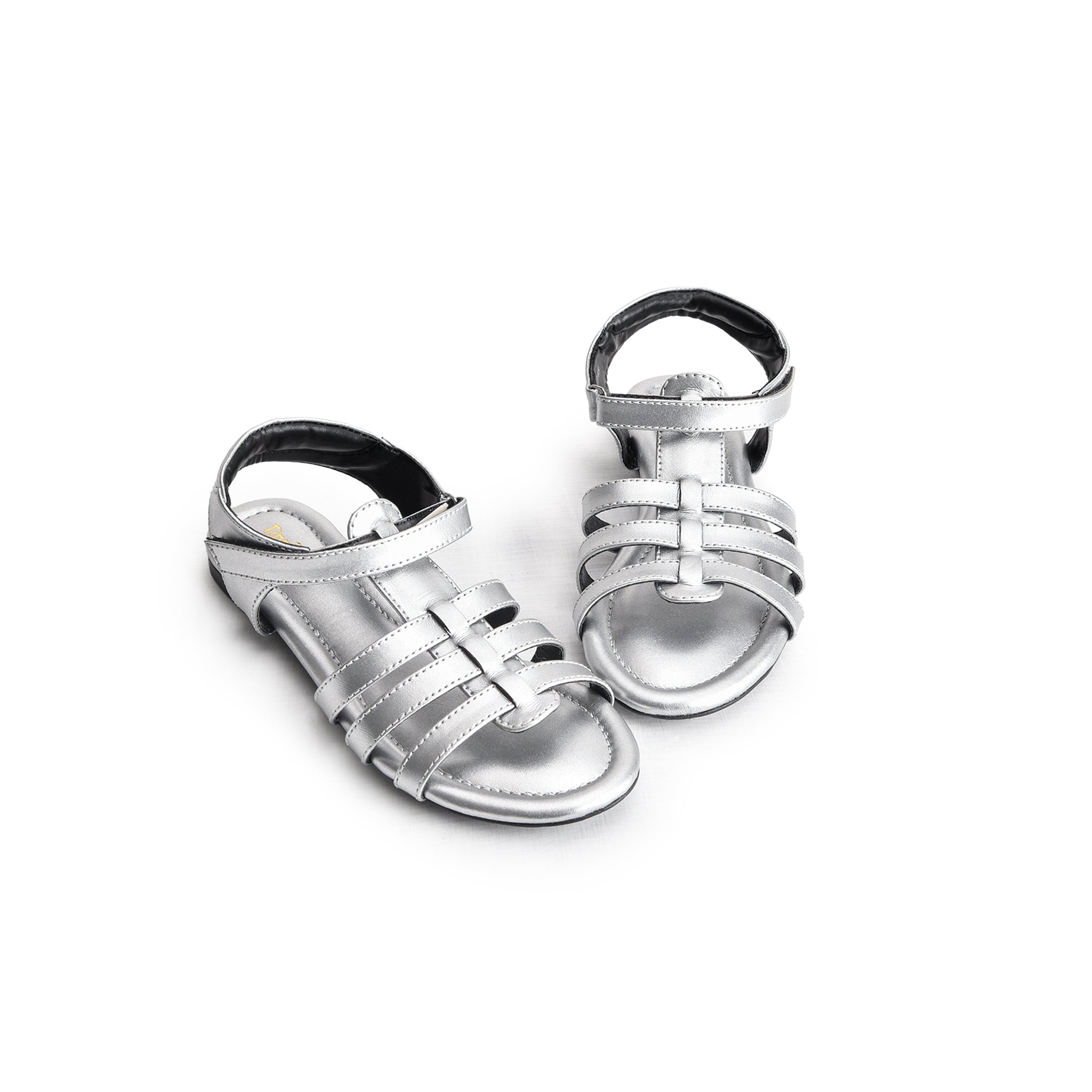 Silver Strappy Flat Sandals