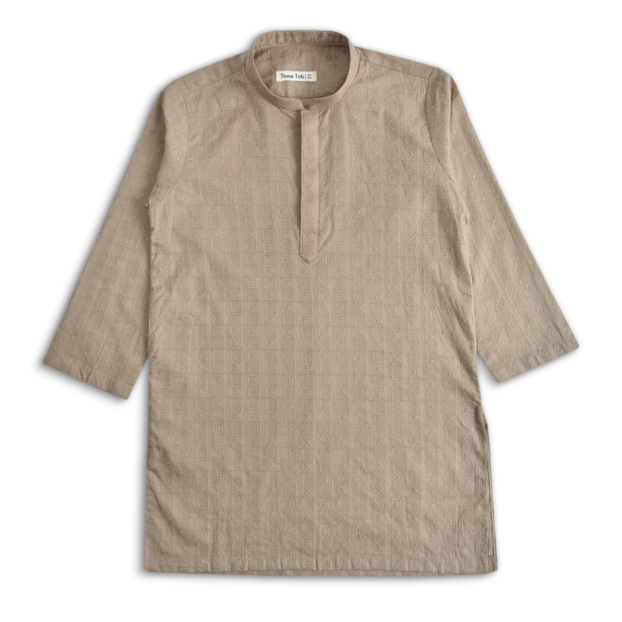 Khaki Embroidered Kurta