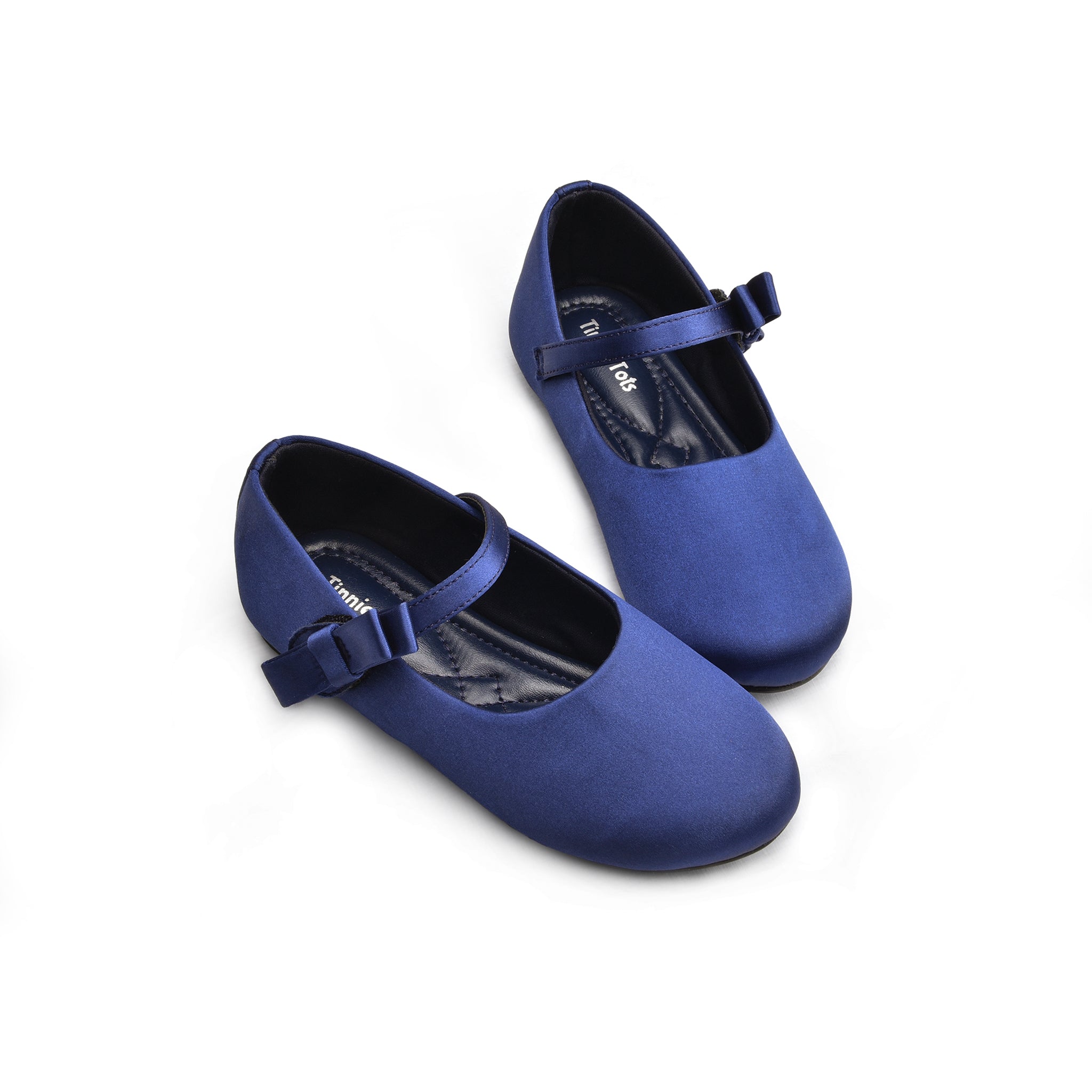 Navy Satin Ballerina Shoes