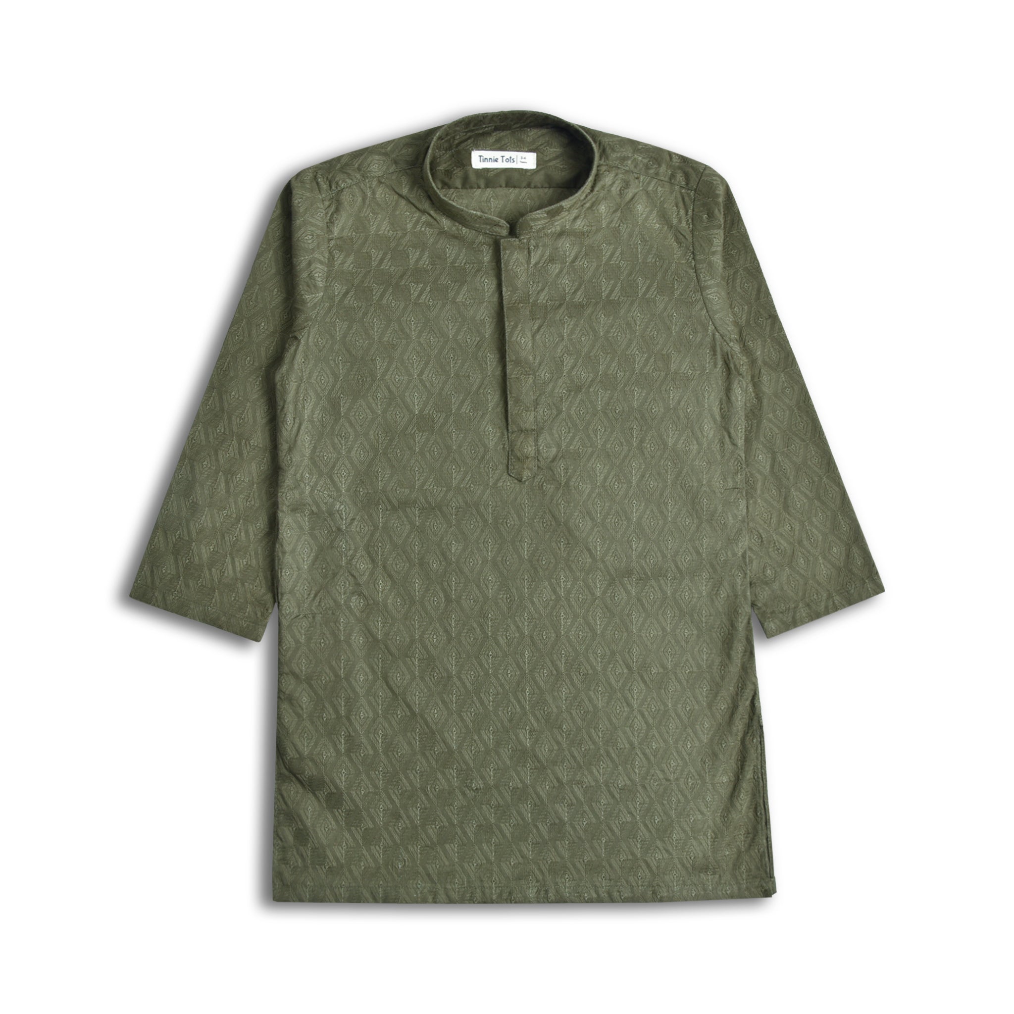 Olive Embroidered Boys Kurta