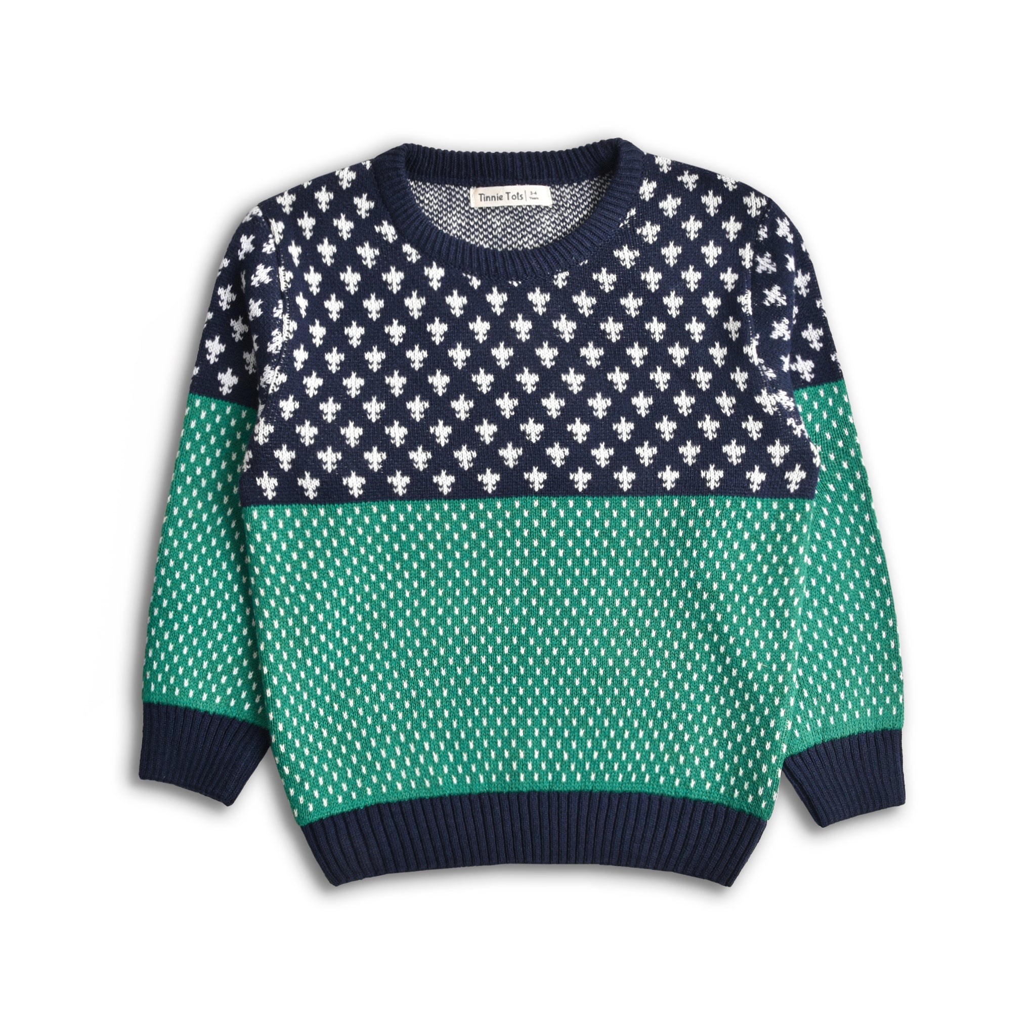 Navy & Emerald Knitted Sweater