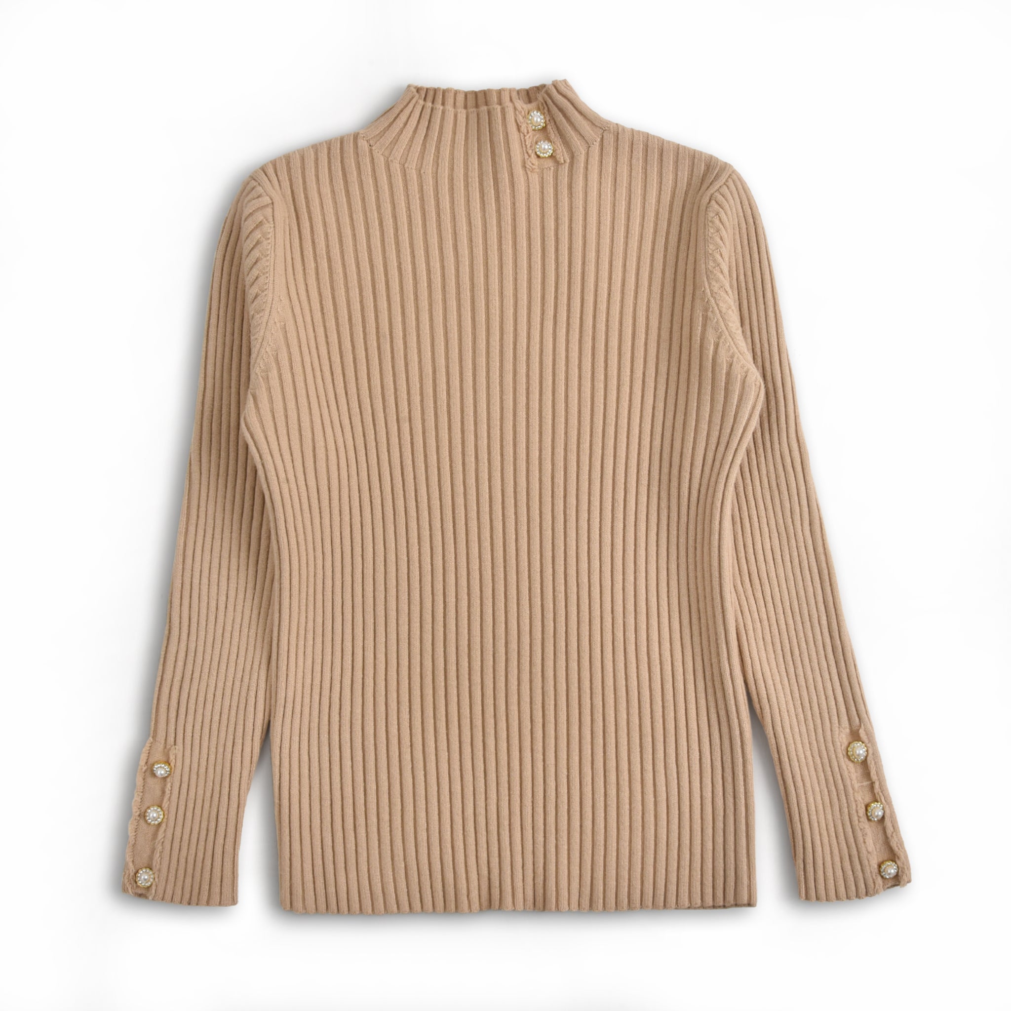 Beige Mock Neck Sweater