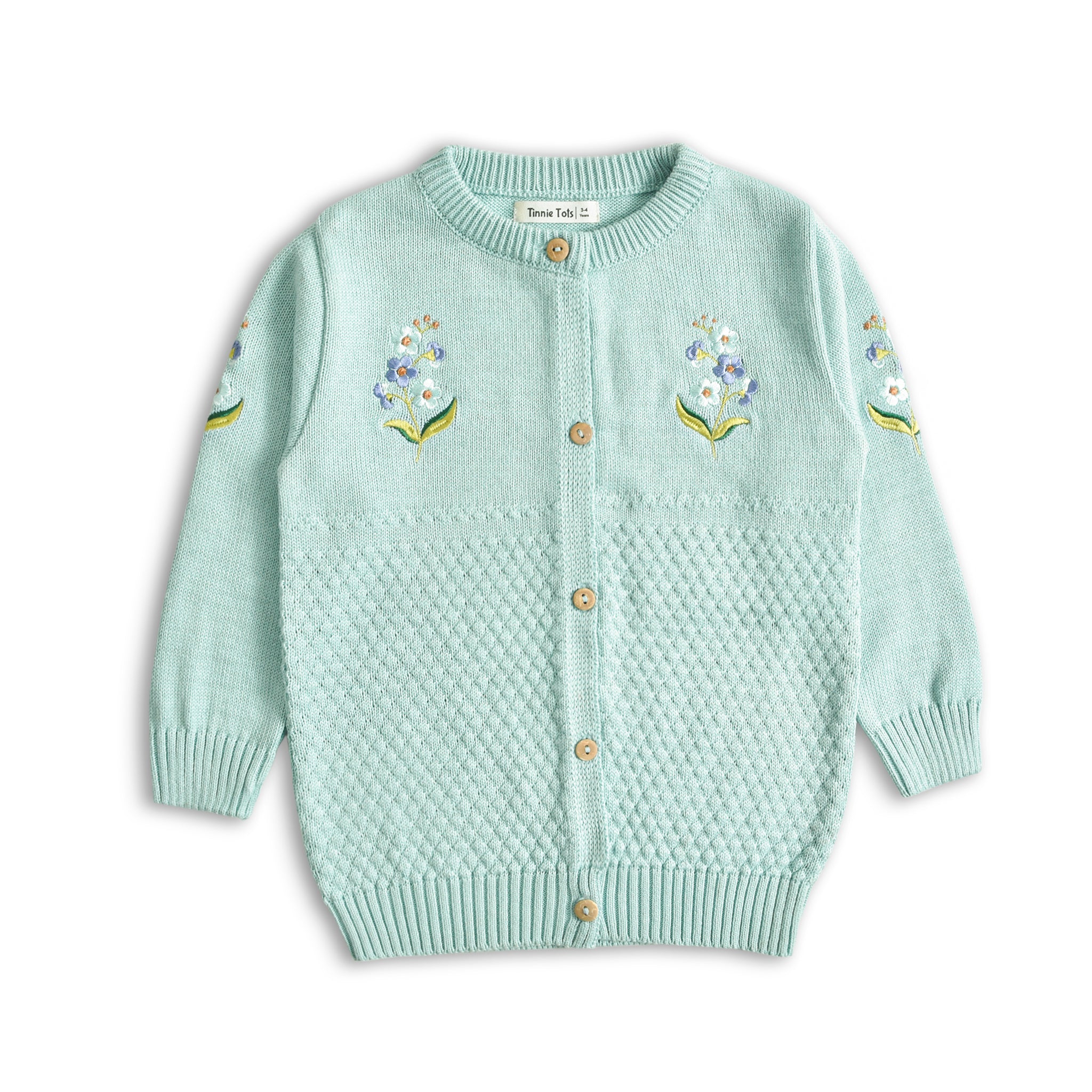 Mint Embroidered Cardigan