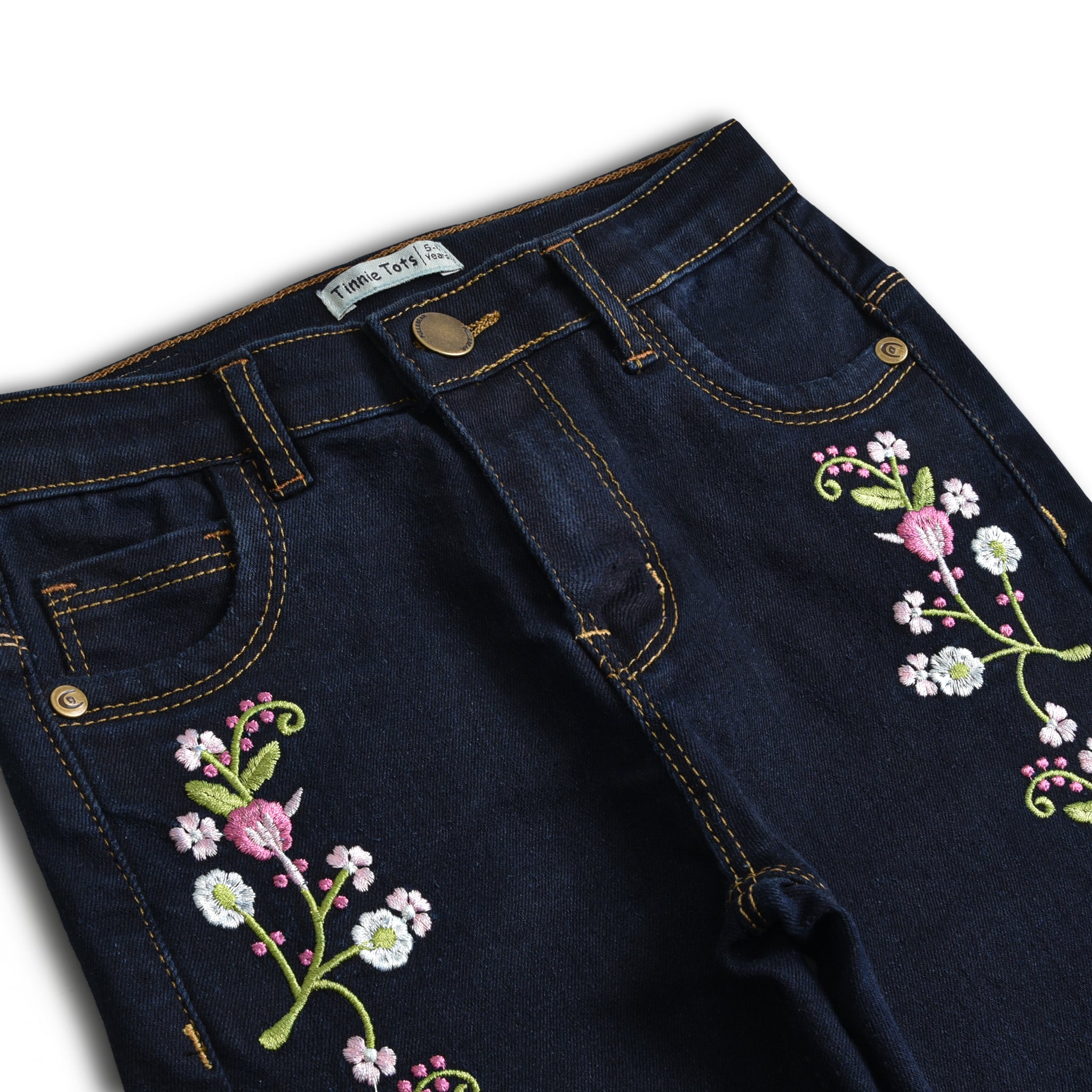 Floral Embroidered Blue Jeans