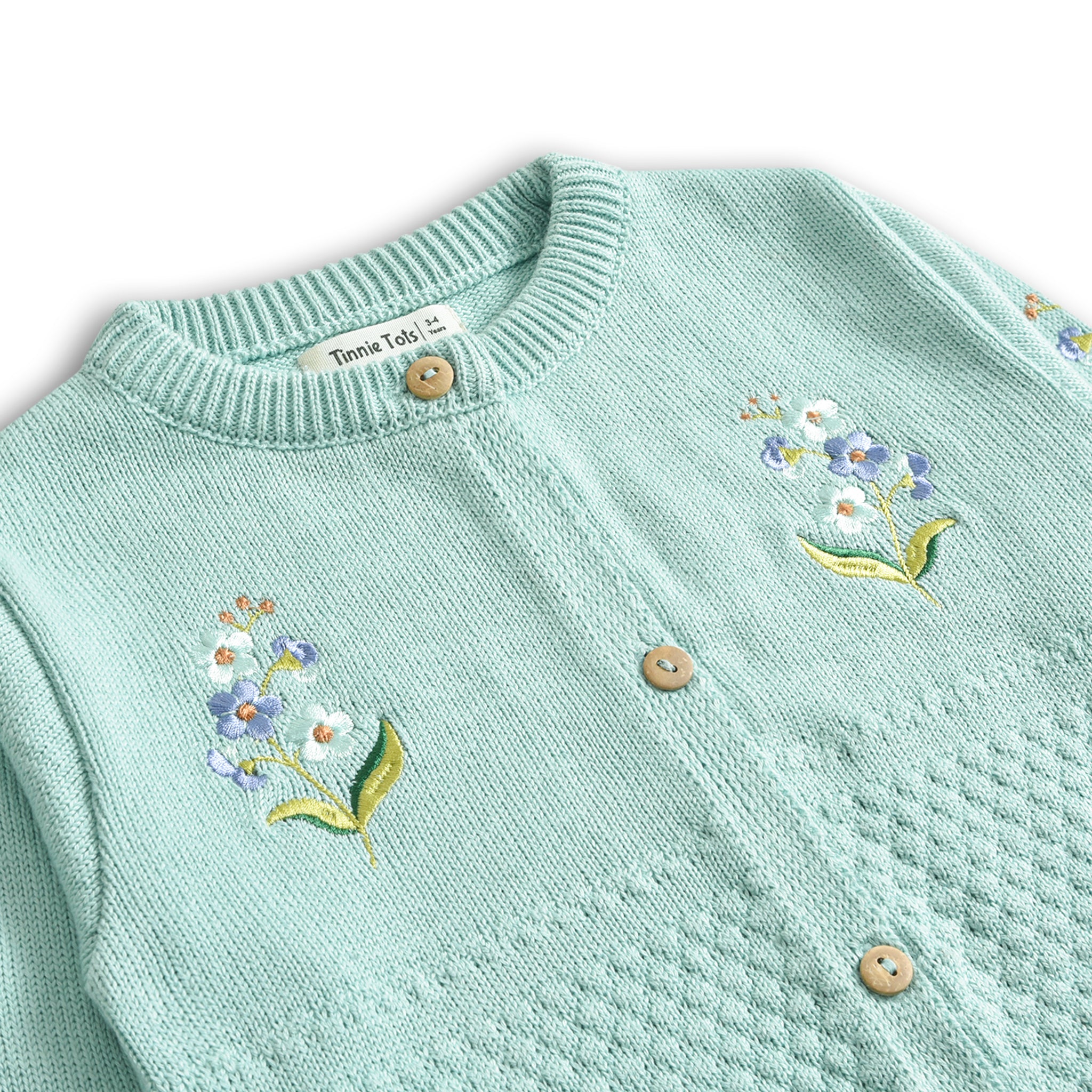 Mint Embroidered Cardigan