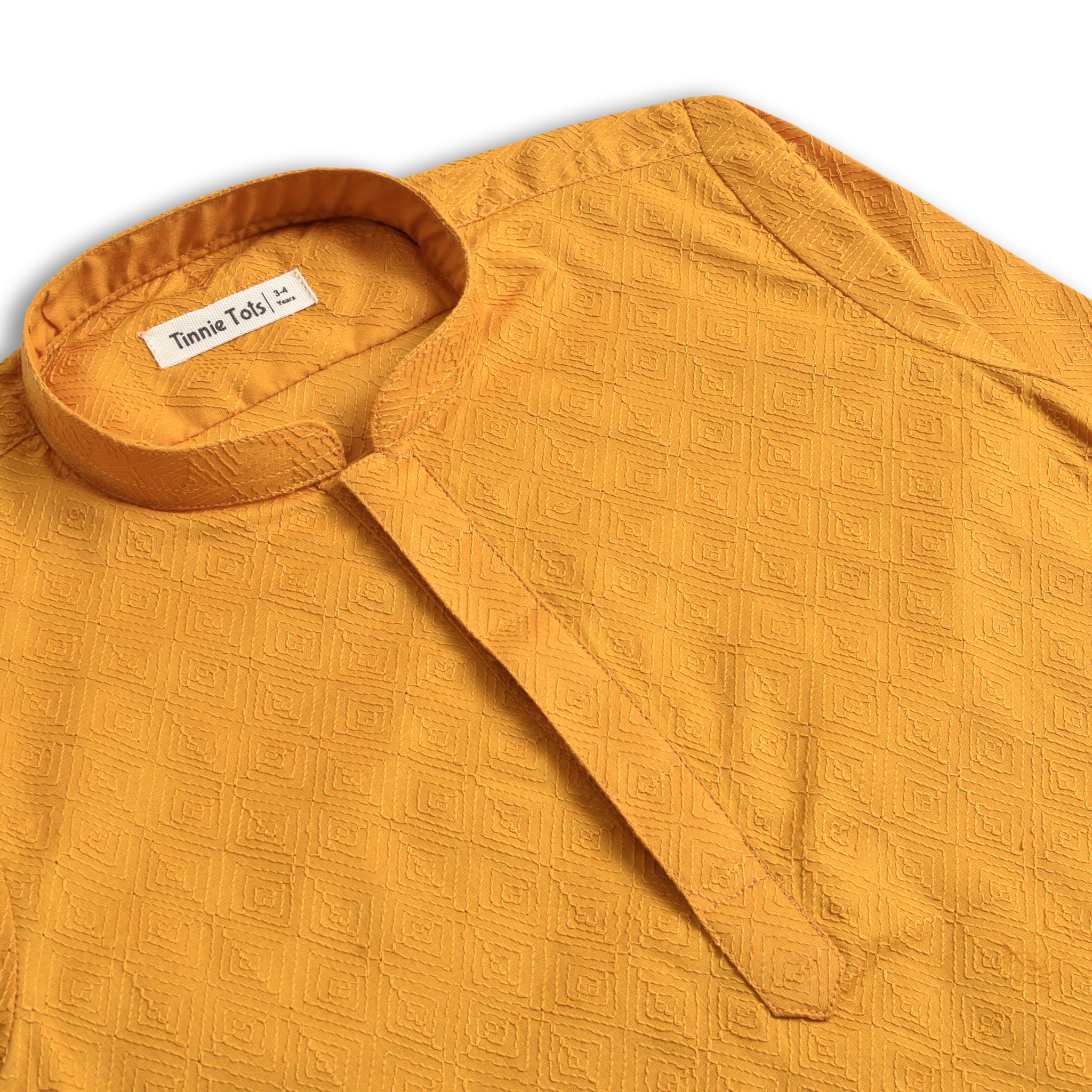 Mustard Embroidered Boys Kurta