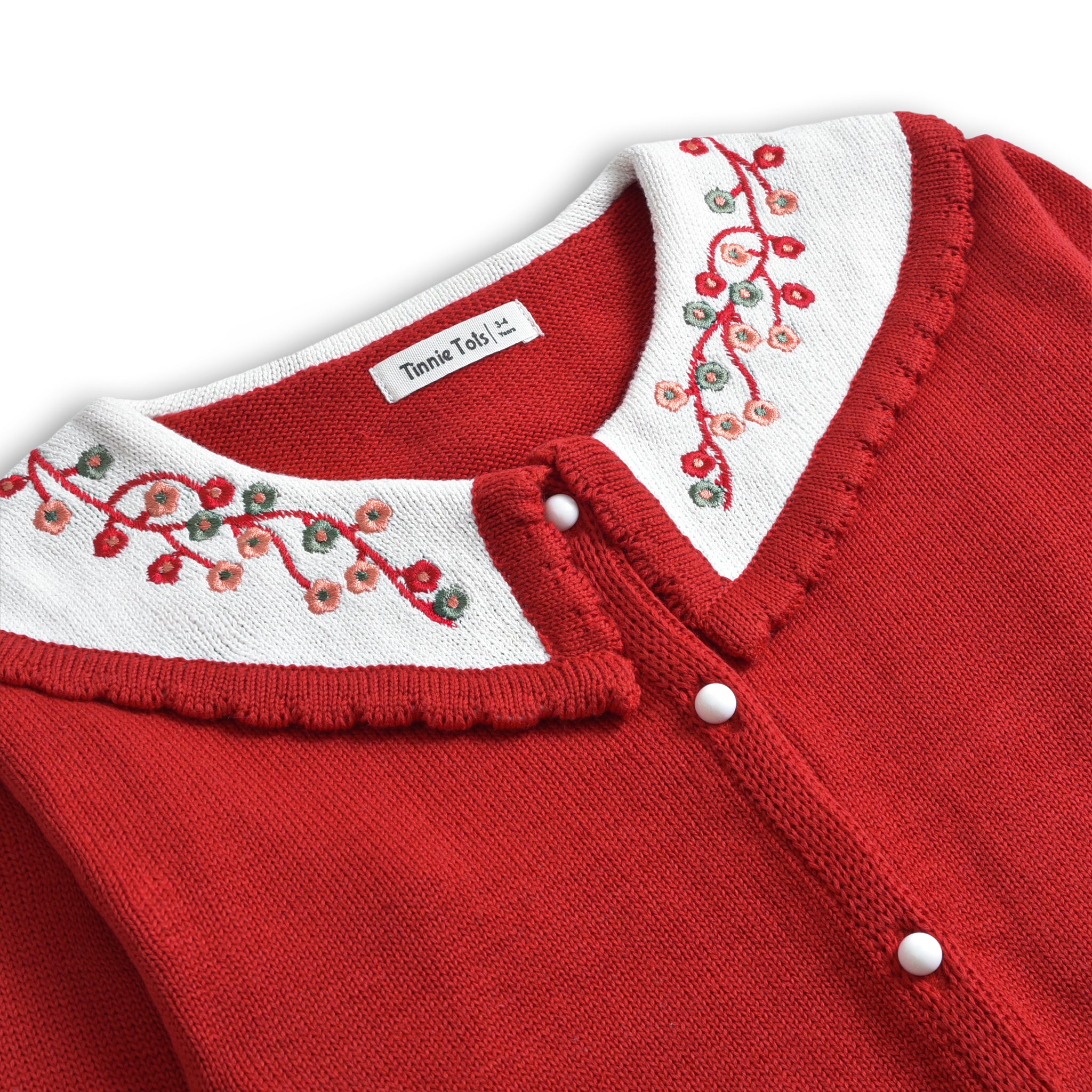 Statement Collar Embroidered Cardigan