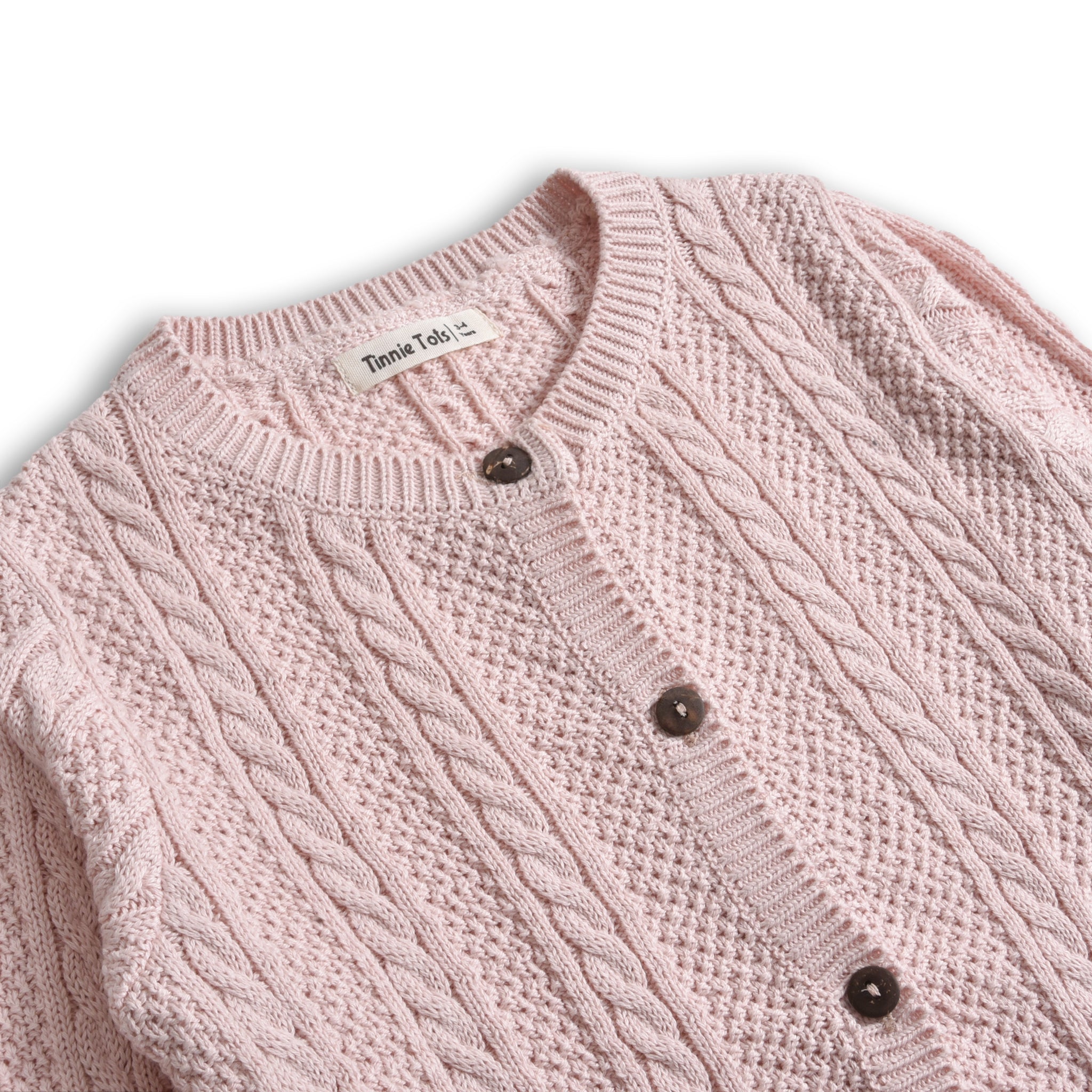 Powder Pink Cable Knitted Cardigan