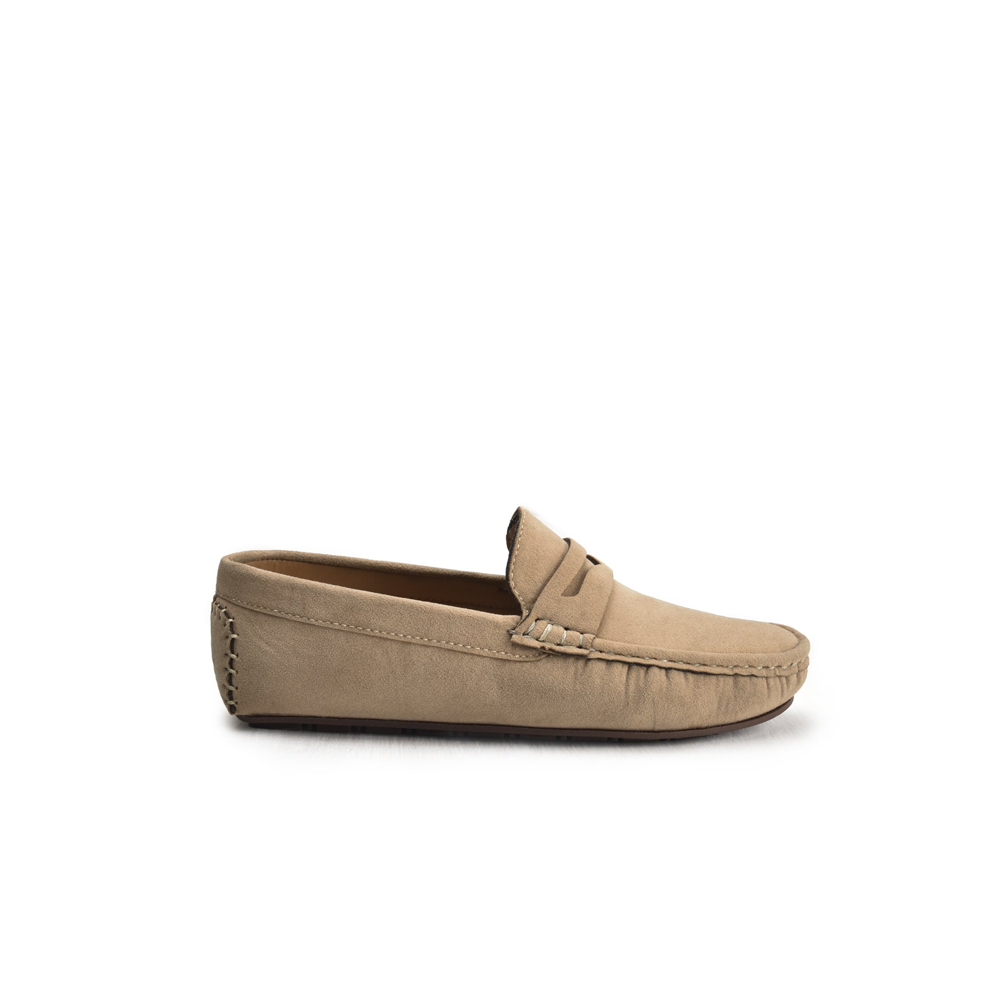 Natural Beige Suede Loafers