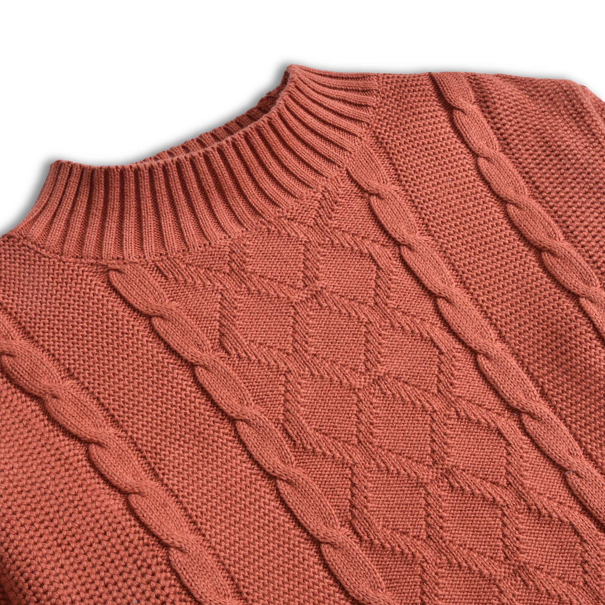 Cable Knit Mock Neck Sweater