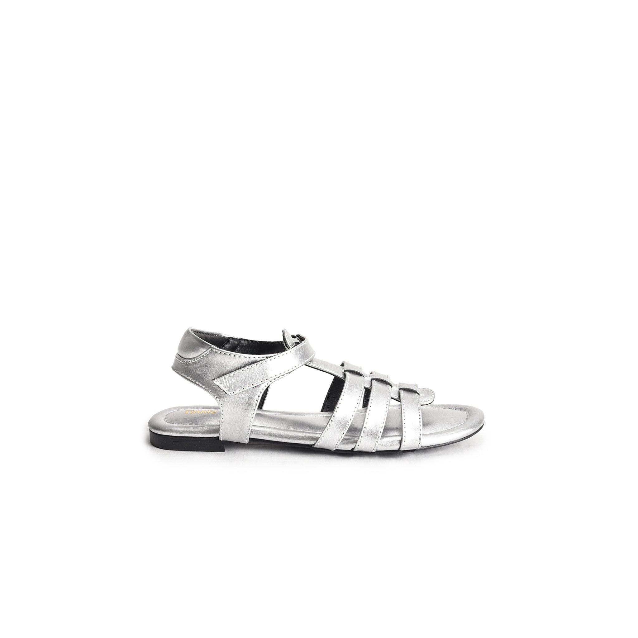 Silver Strappy Flat Sandals