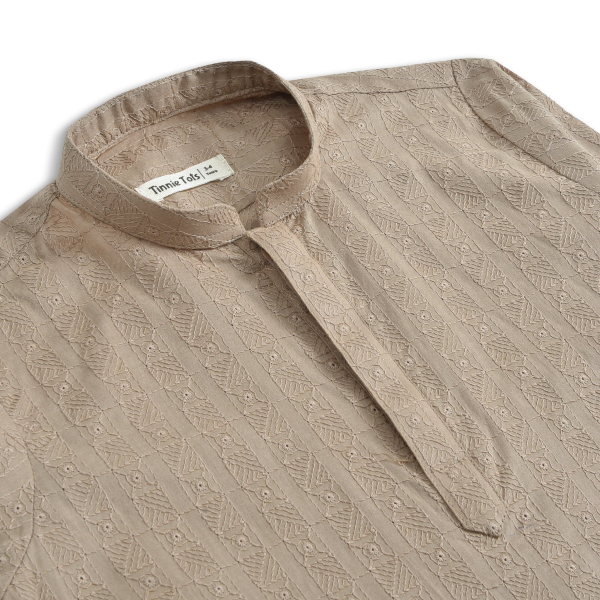 Khaki Embroidered Kurta