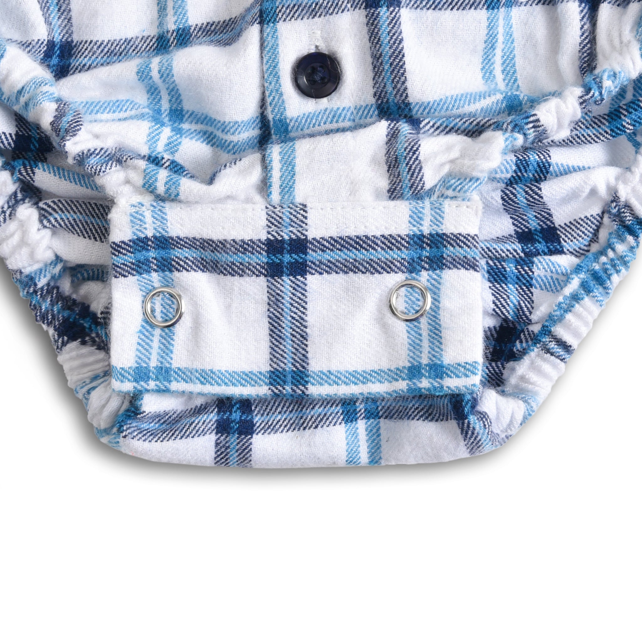 Blue Checkered Flannel Romper Shirt