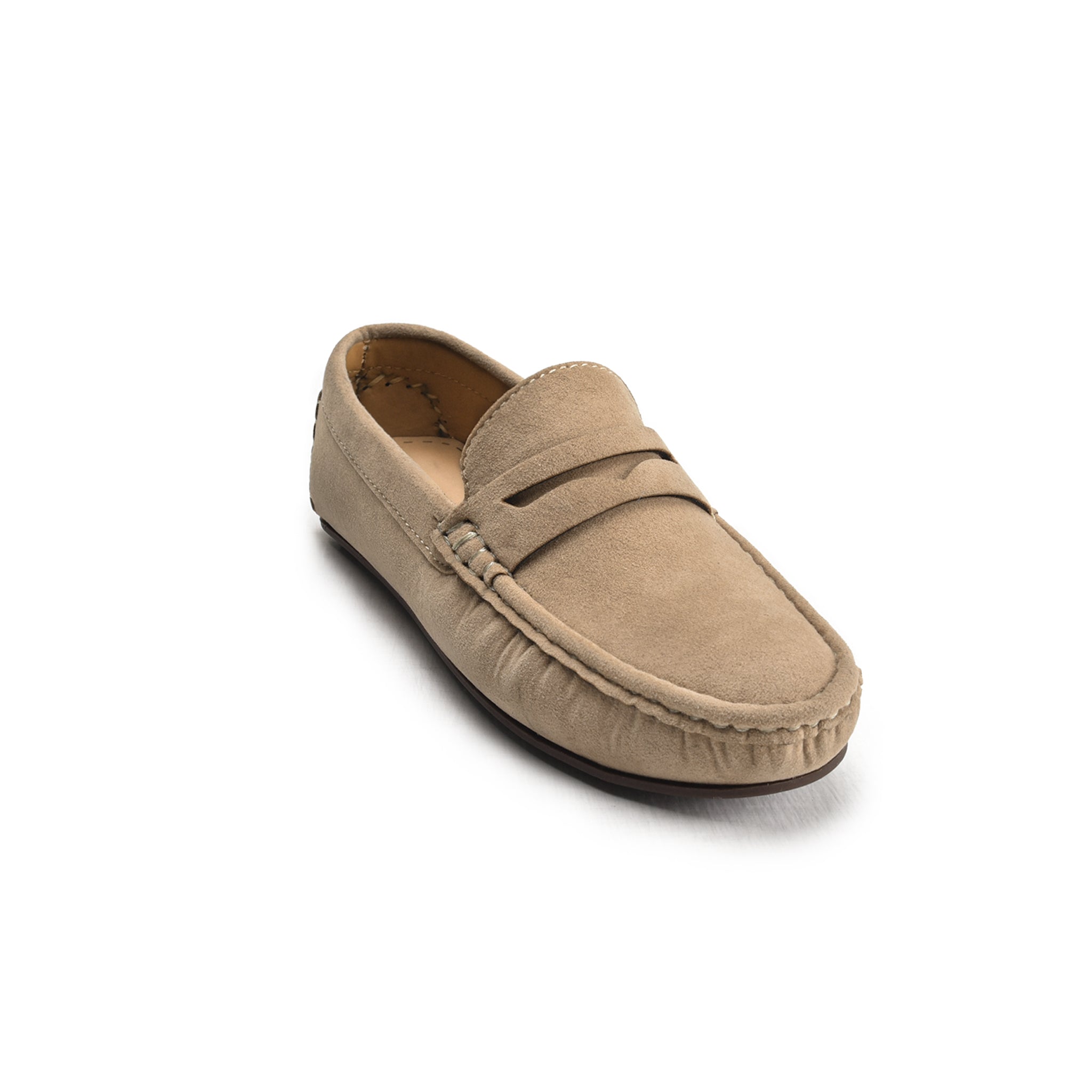 Natural Beige Suede Loafers