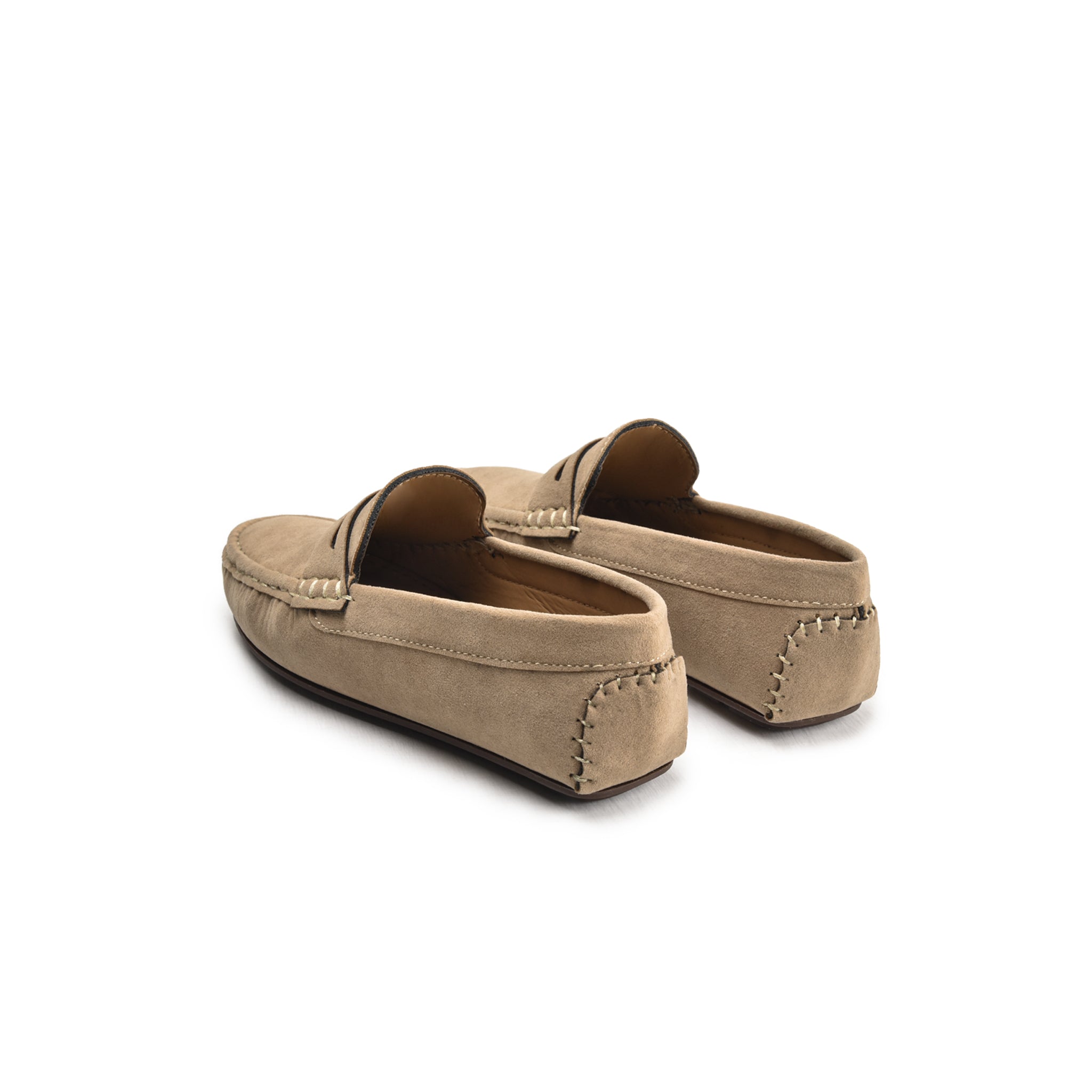 Natural Beige Suede Loafers