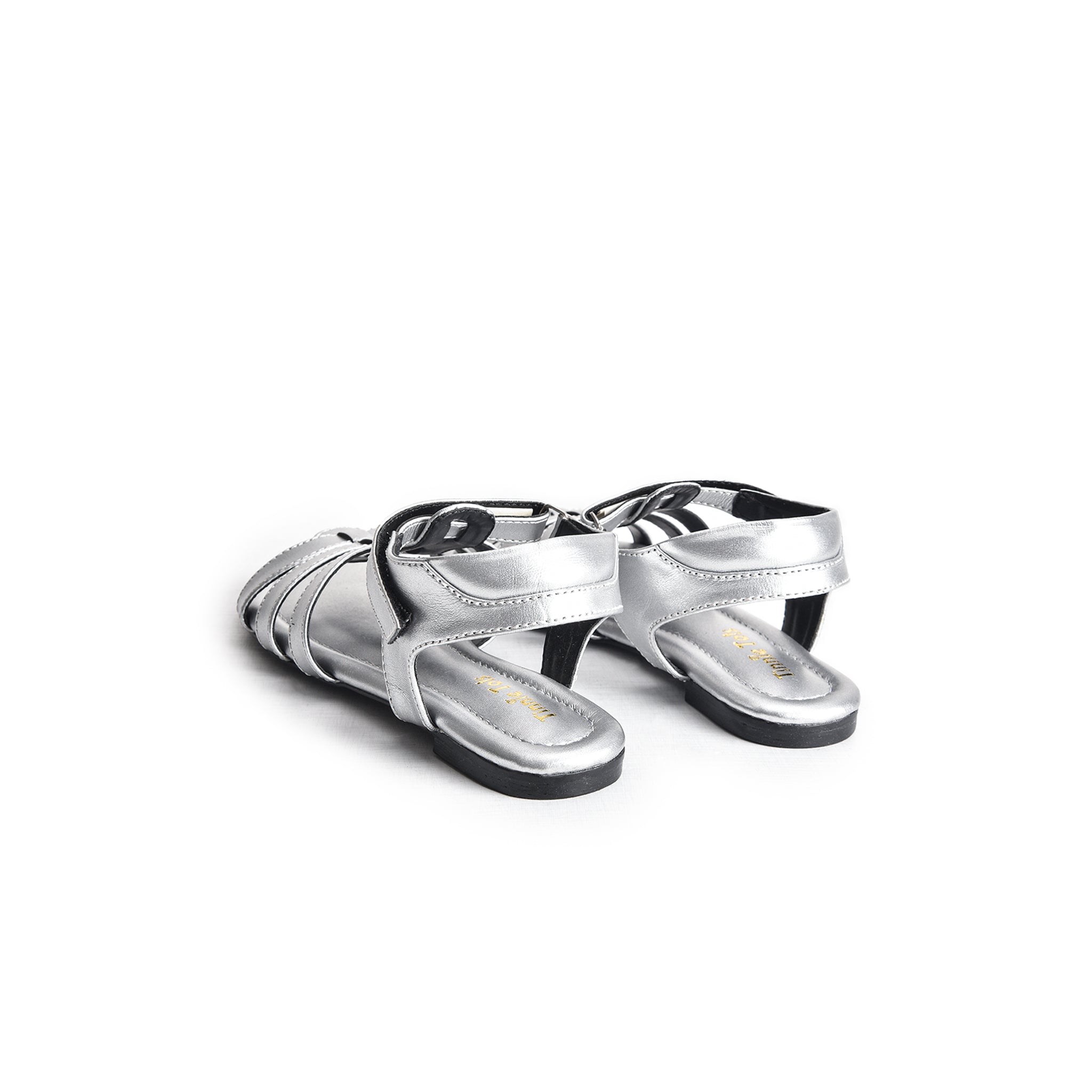 Silver Strappy Flat Sandals