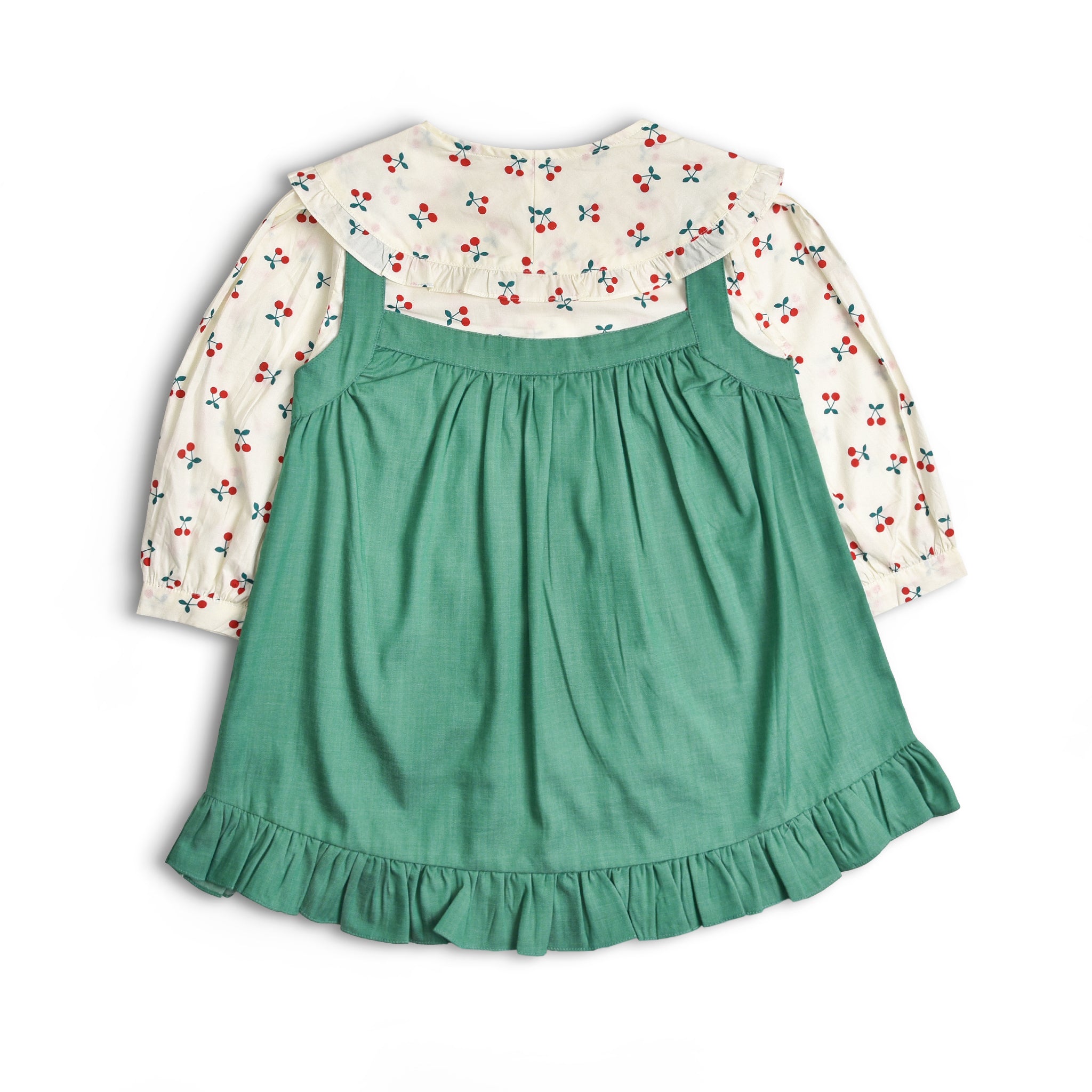 Cherry Garden Dungaree Frock 2Pc Set