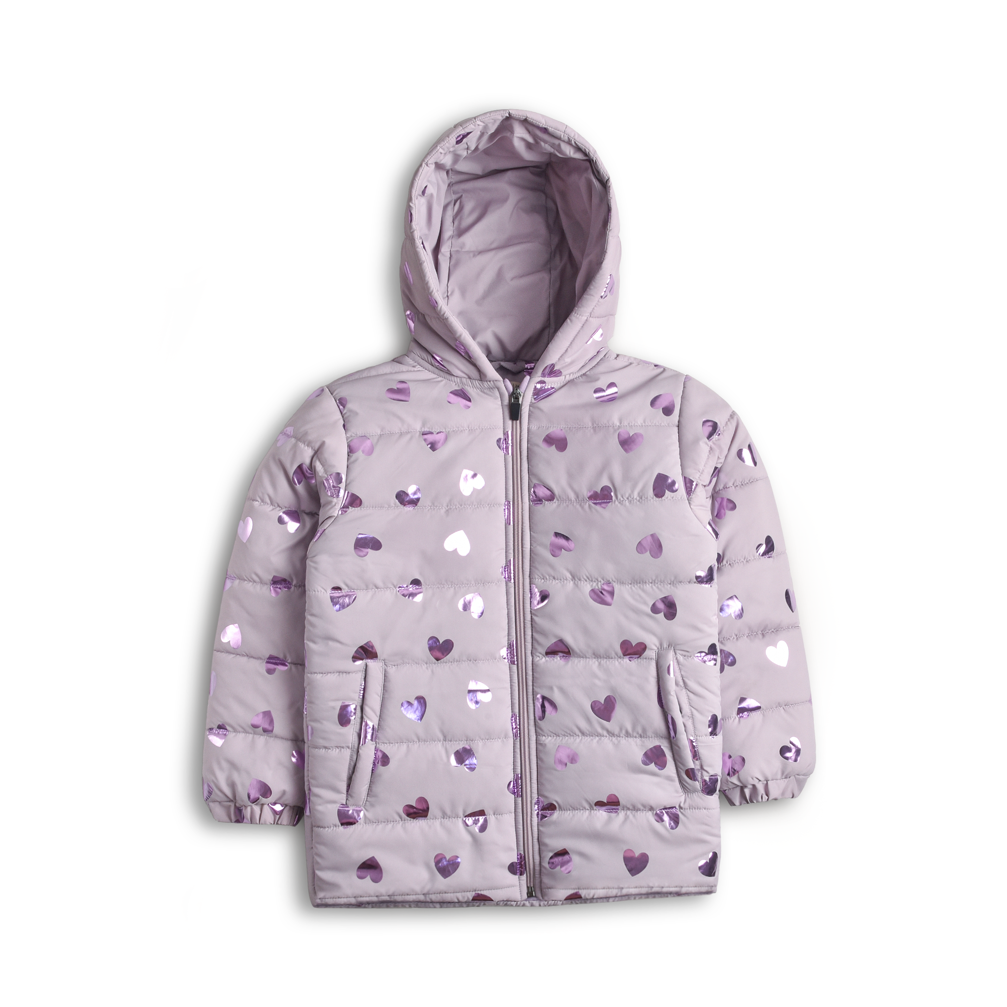 Purple Hearts Puffer Jacket