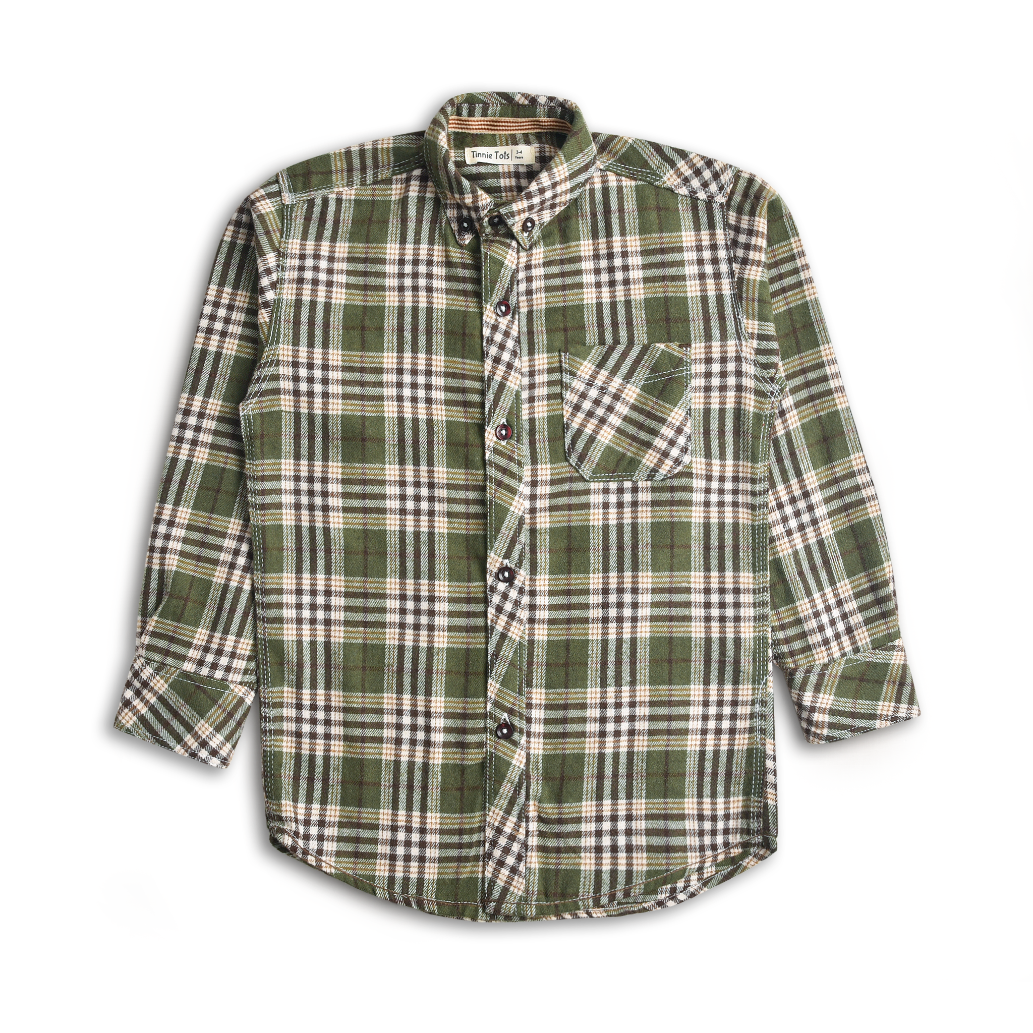 Olive Checkered Flannel Shirt