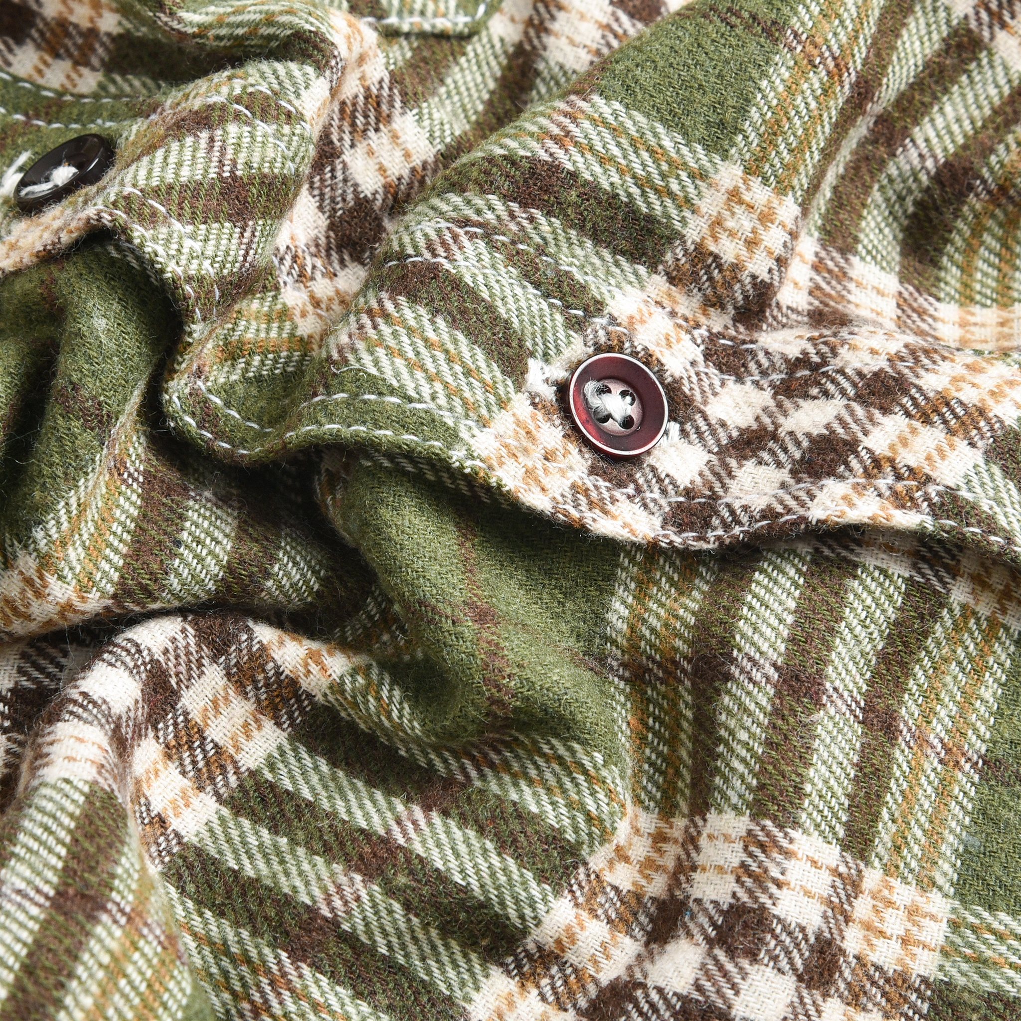 Olive Checkered Flannel Shirt