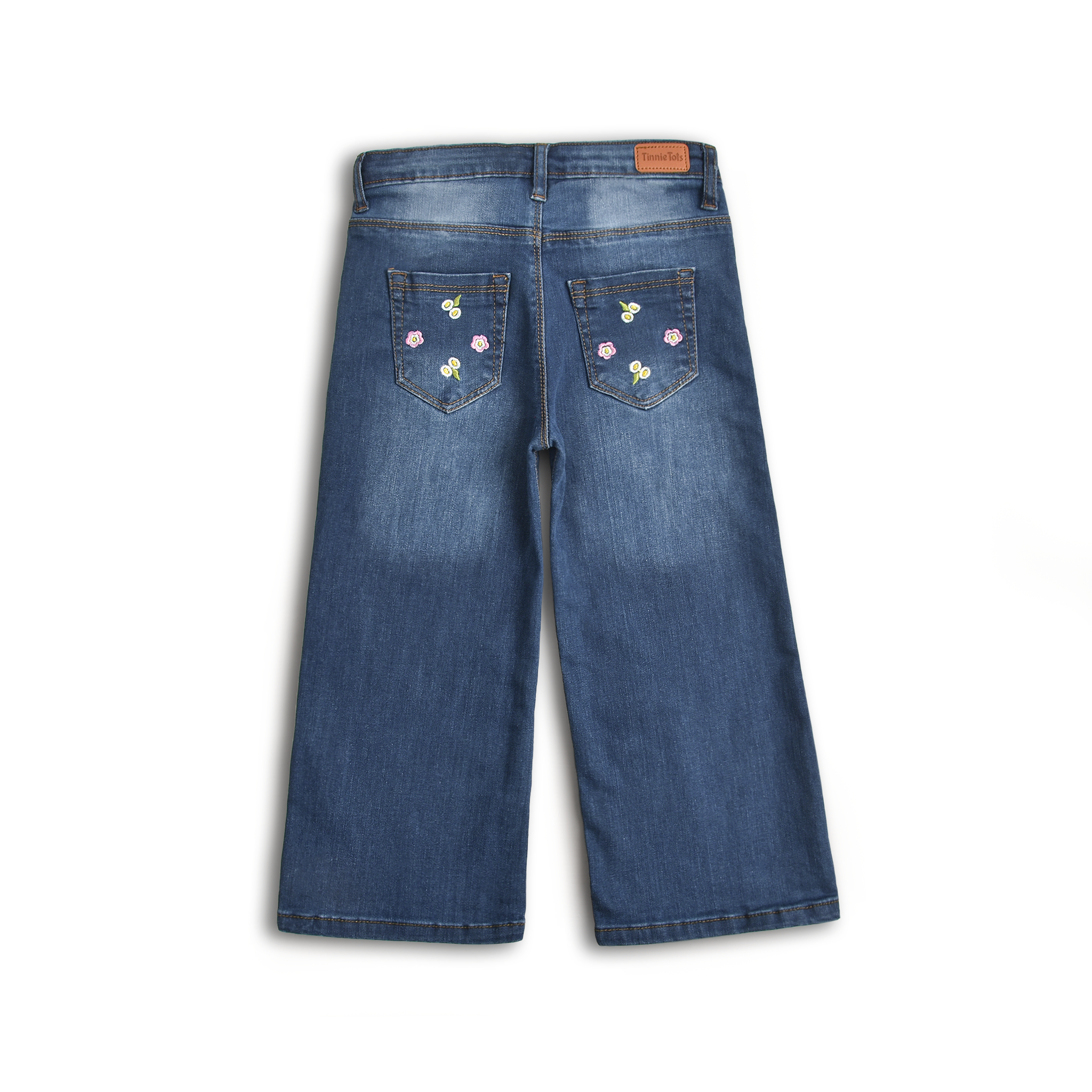 Dark Wash Floral Embroidered Jeans