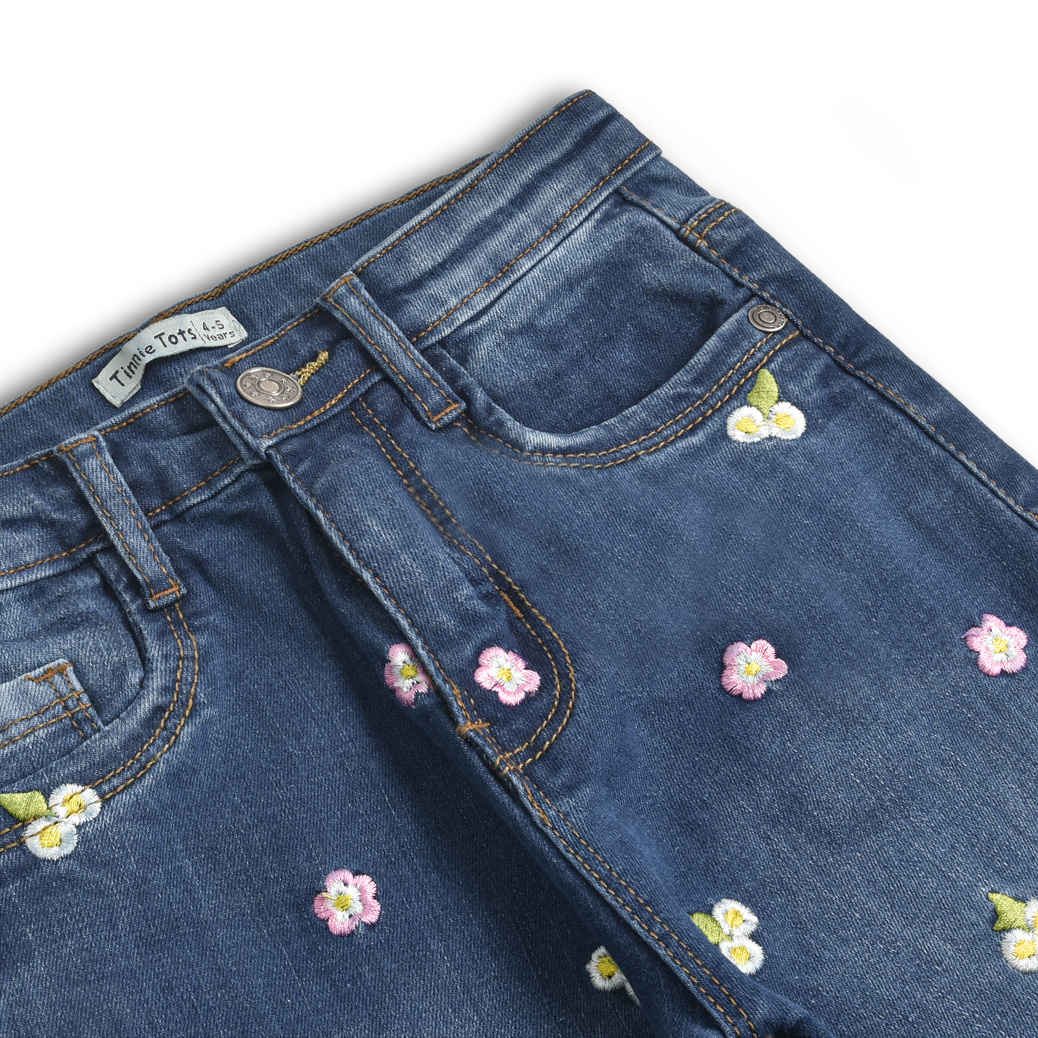 Dark Wash Floral Embroidered Jeans