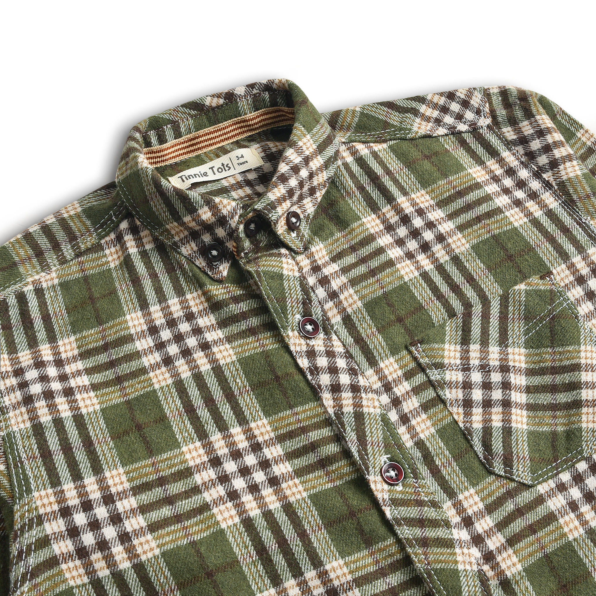 Olive Checkered Flannel Shirt