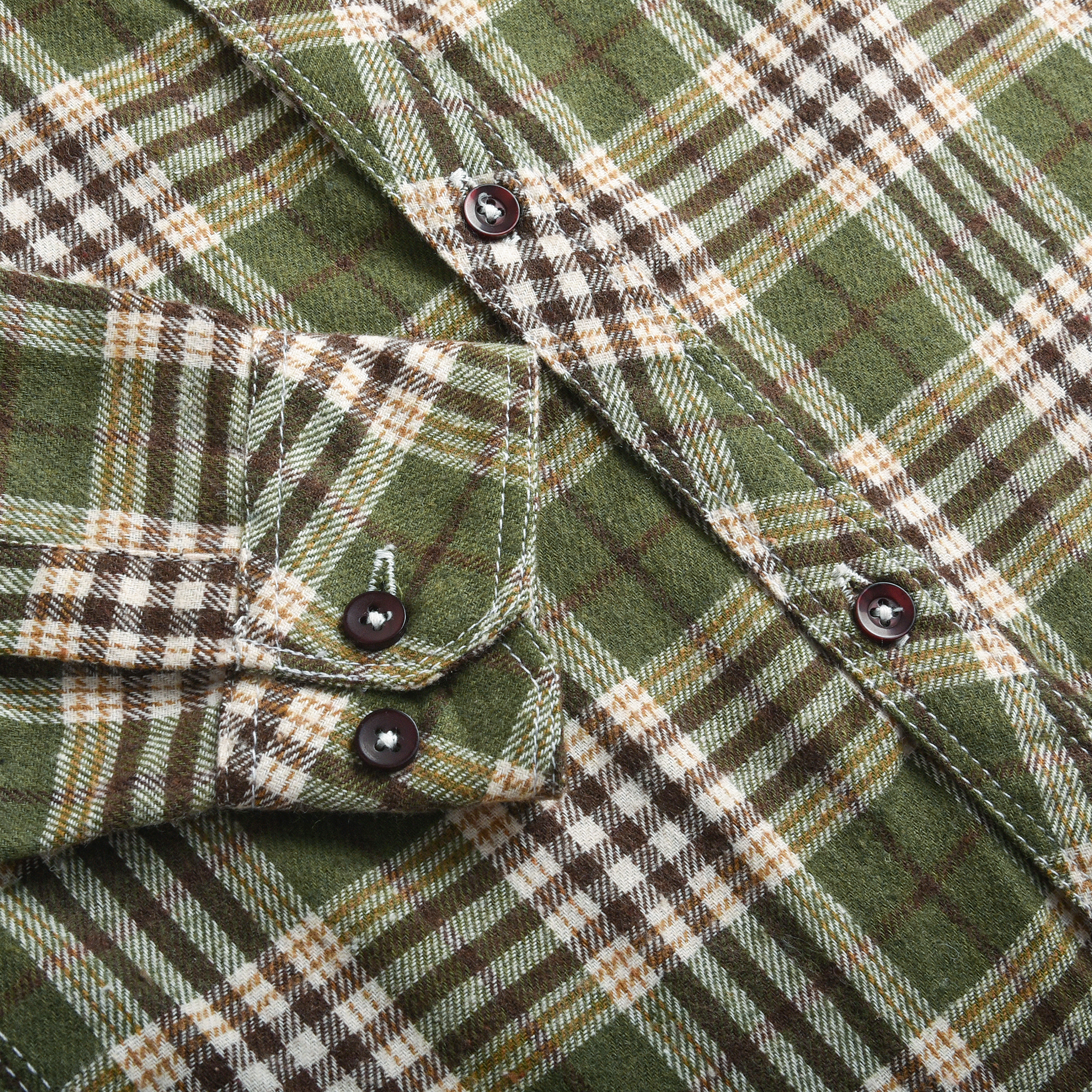 Olive Checkered Flannel Shirt